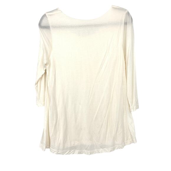 J.Jill Pure Jill Supersoft 3/4 Sleeve Elliptical Tee Womens Sz Small Cream White - Picture 2 of 5
